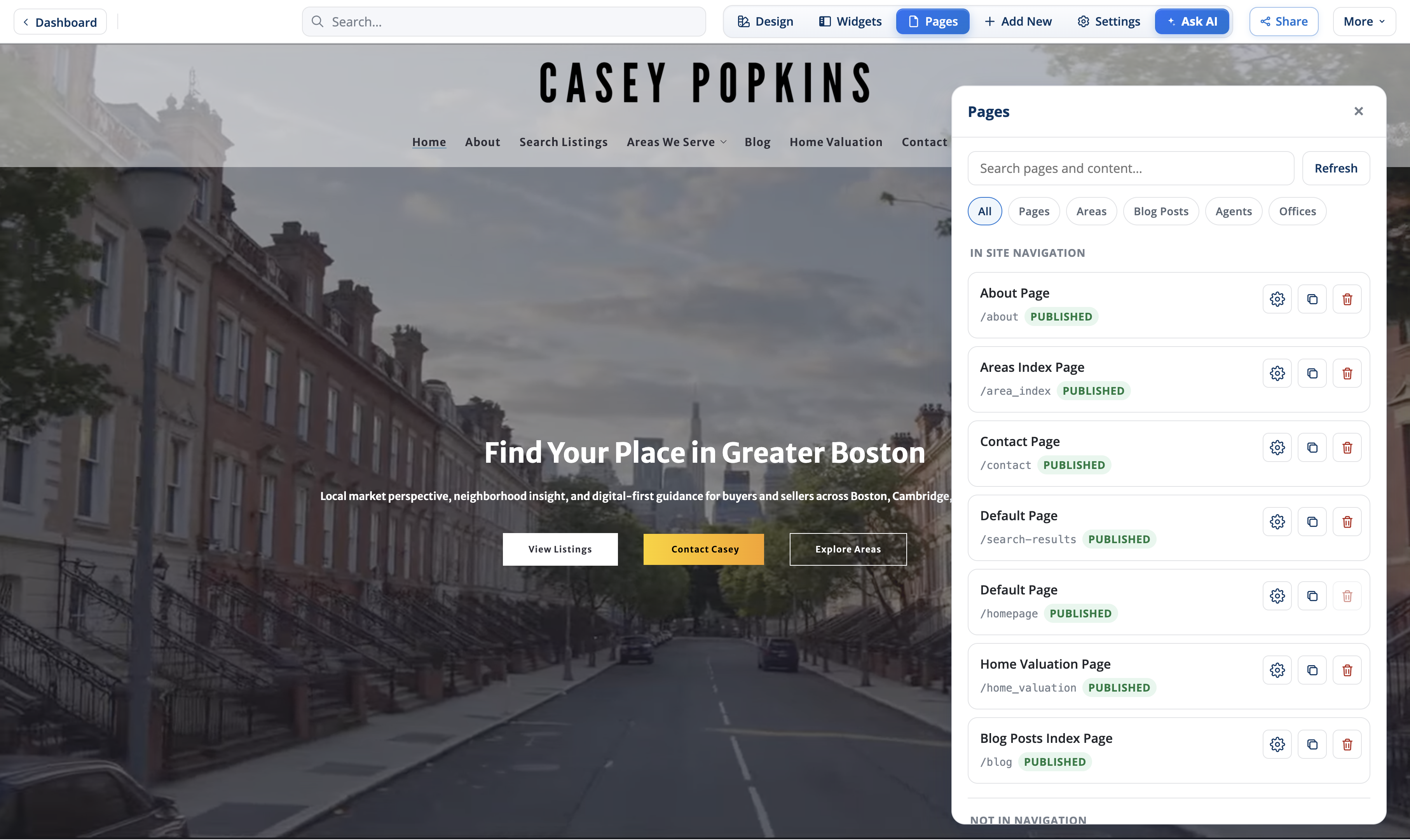 The Pages hub for finding content