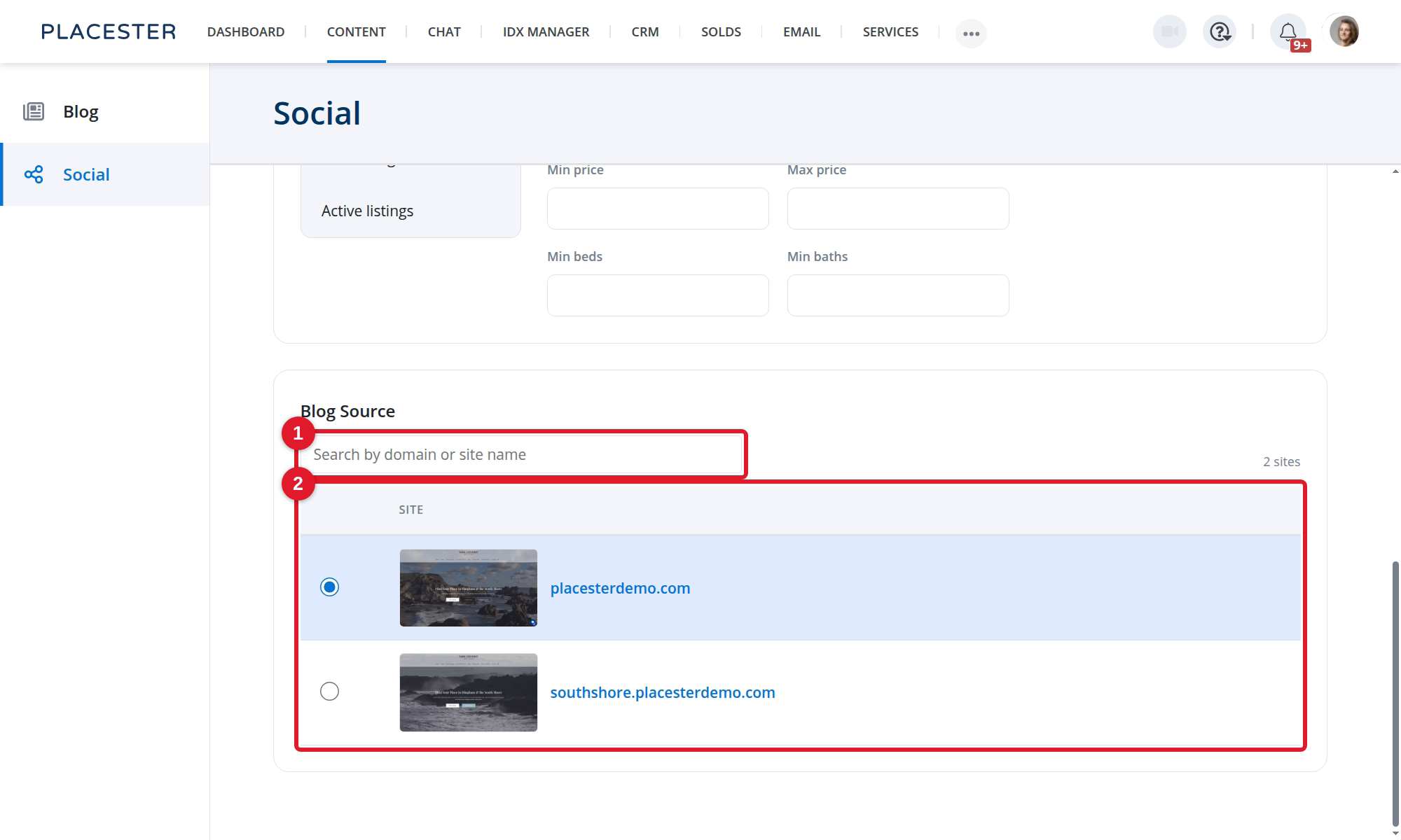 Choosing a Blog Source in Social settings