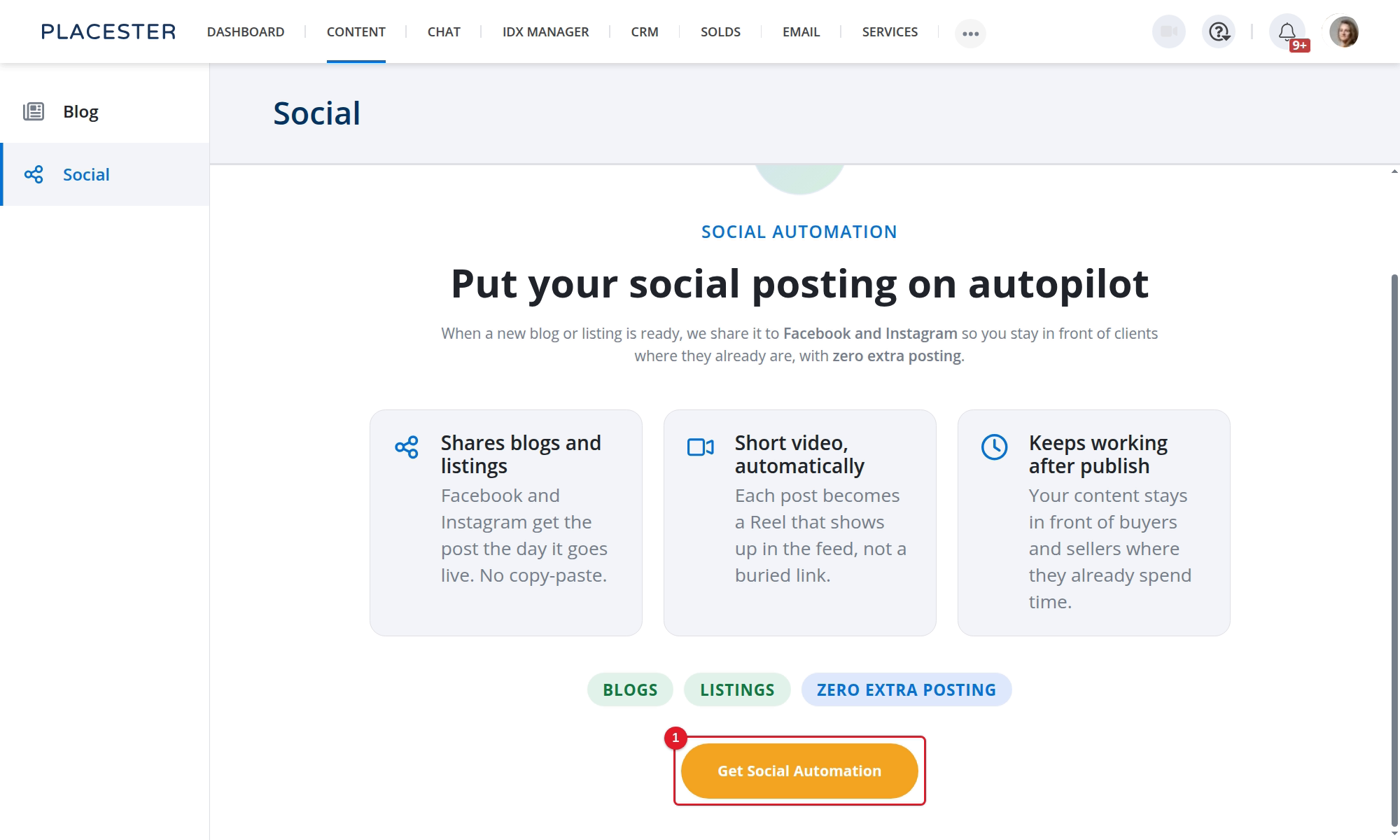 The Social Automation overview in Content