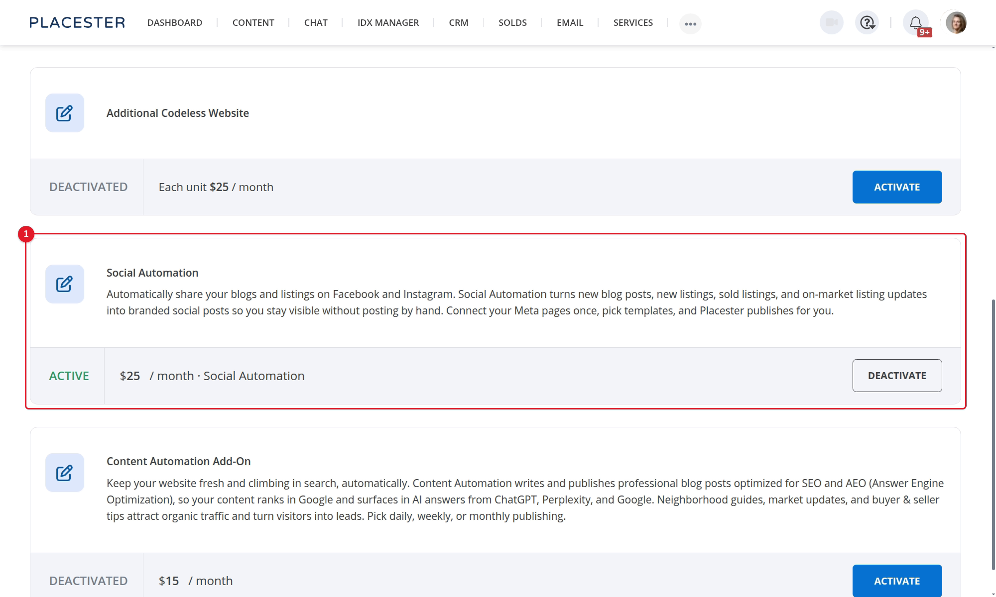 Social Automation active in Product Add-ons
