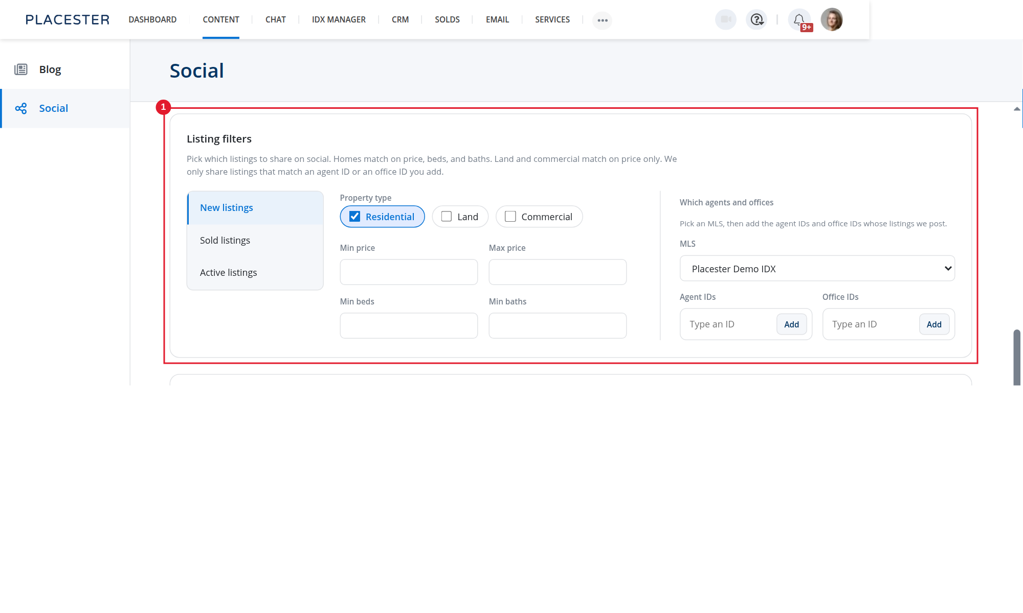 Listing filters for a broker account