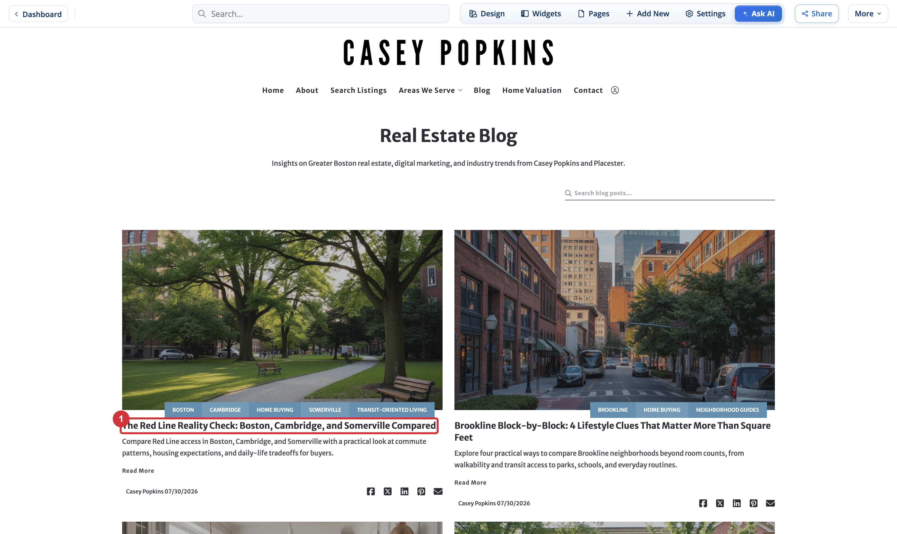 An existing post on the blog index