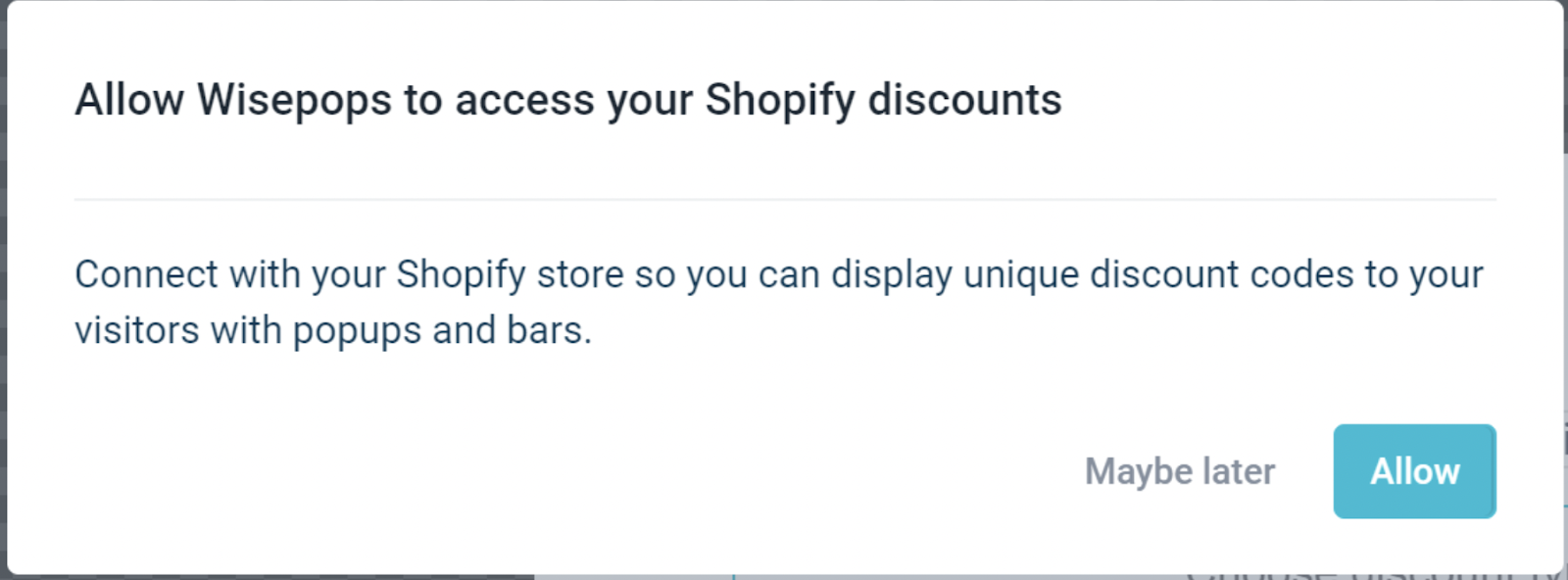 window with access to shopify discounts