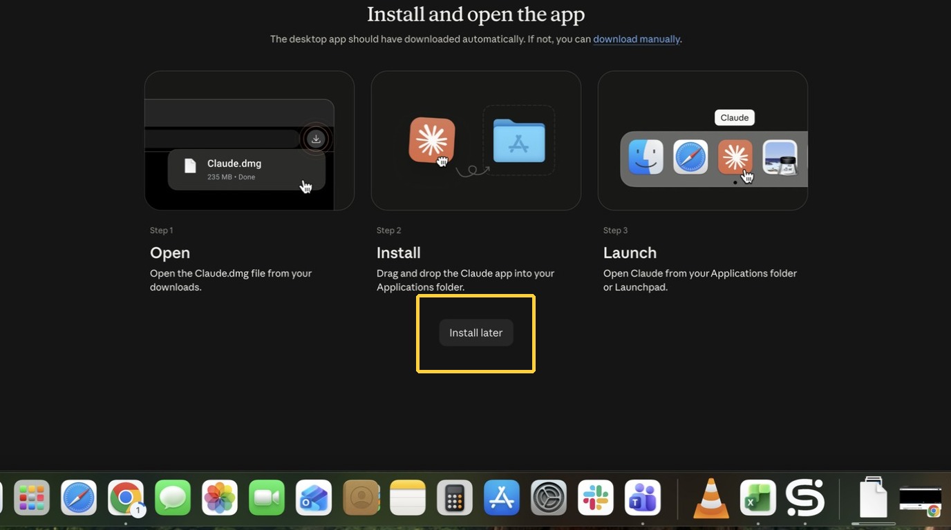 Install later button