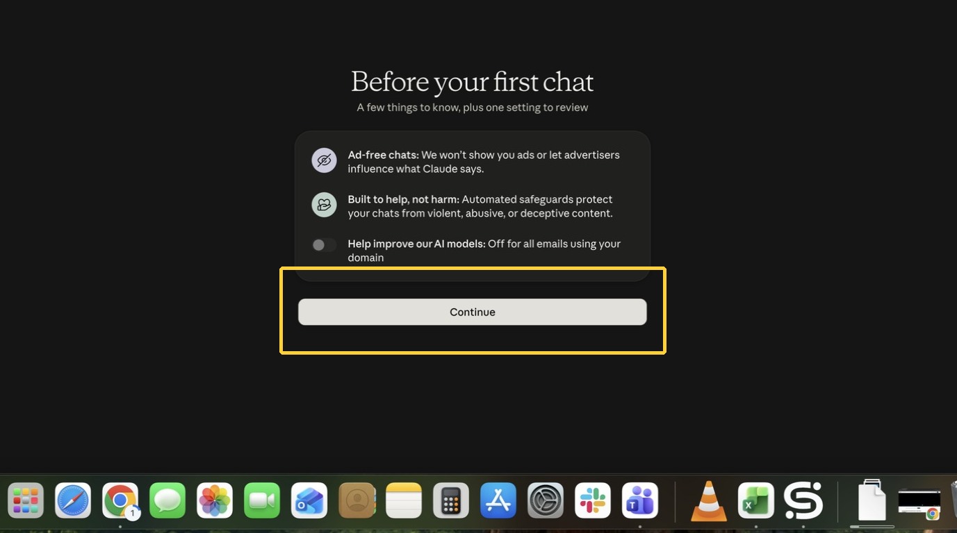 Before your first chat screen