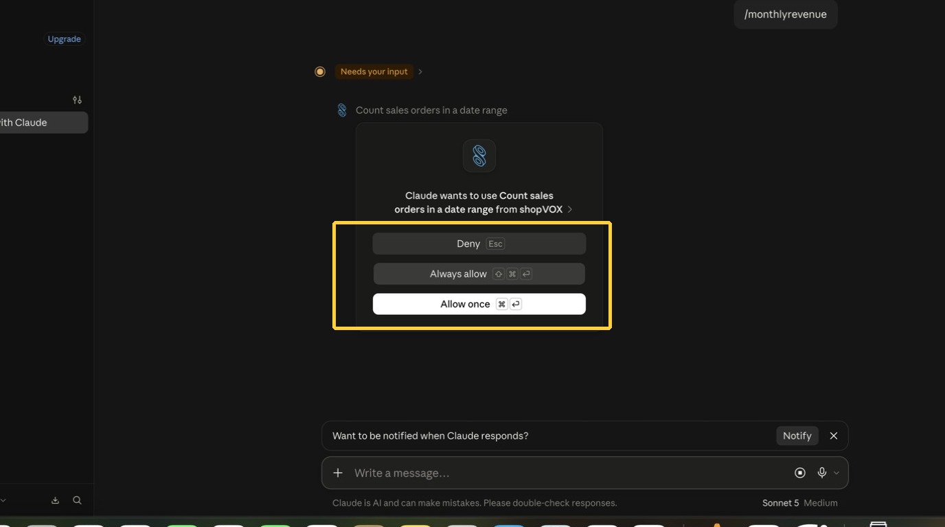 Tool approval prompt