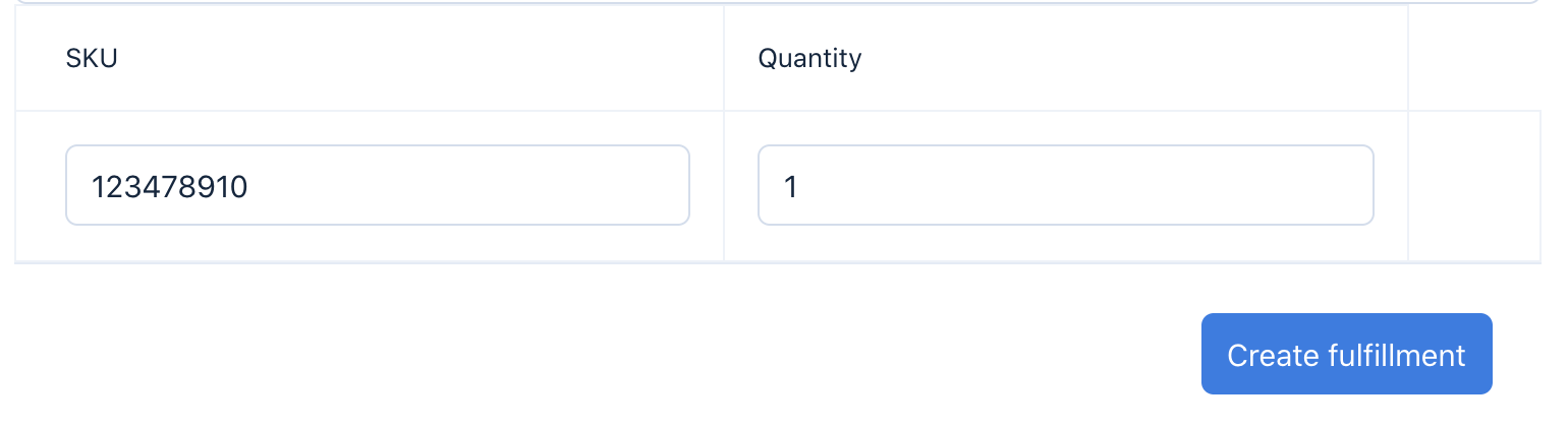 Add SKU and Quantity to fulfillment