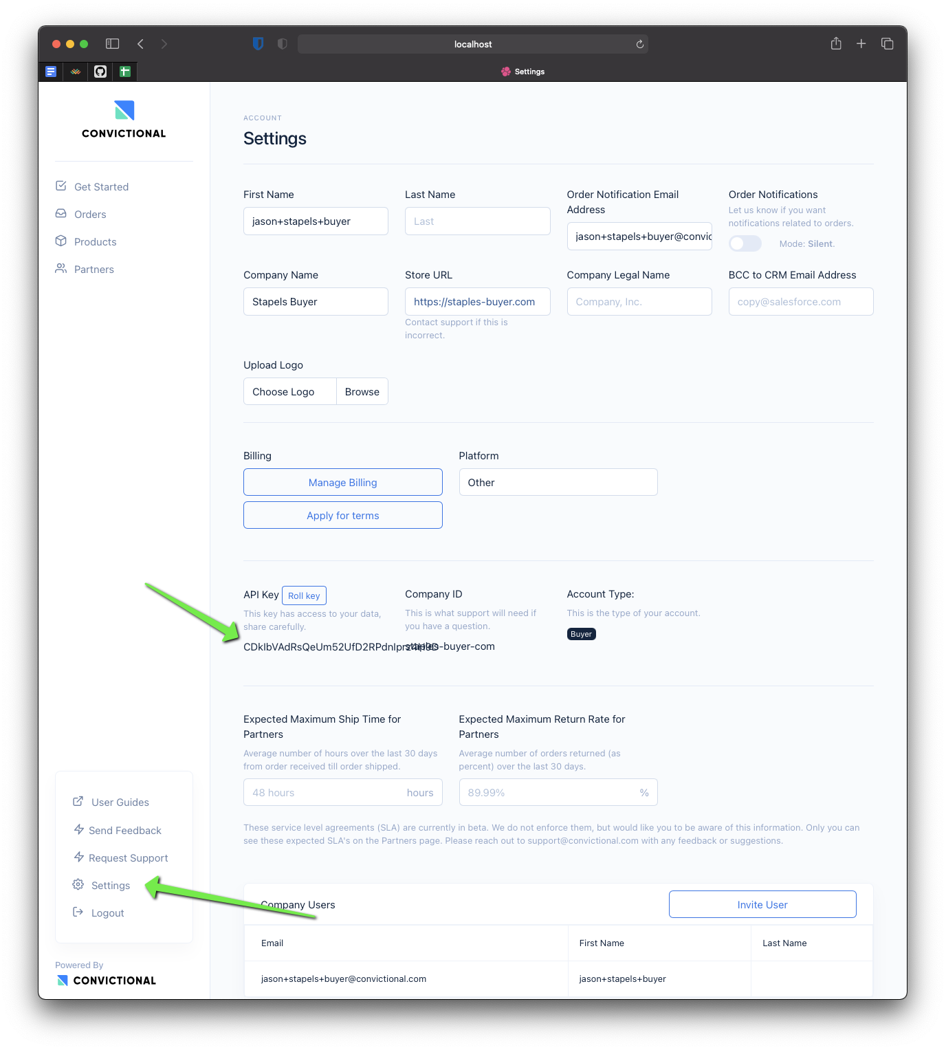 Your API Key can be found on the settings page of your account.