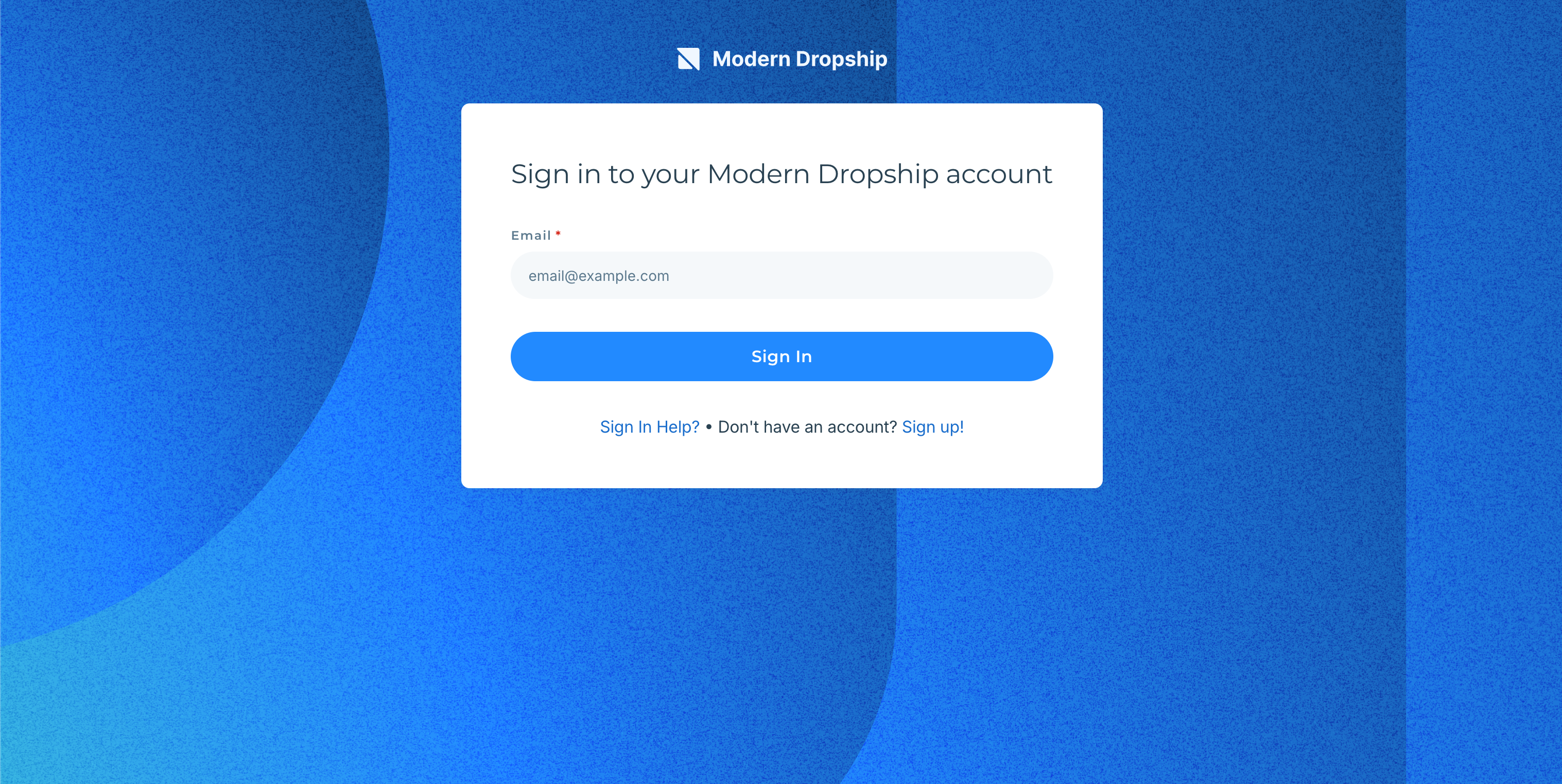 Sign-in page for Modern Dropship