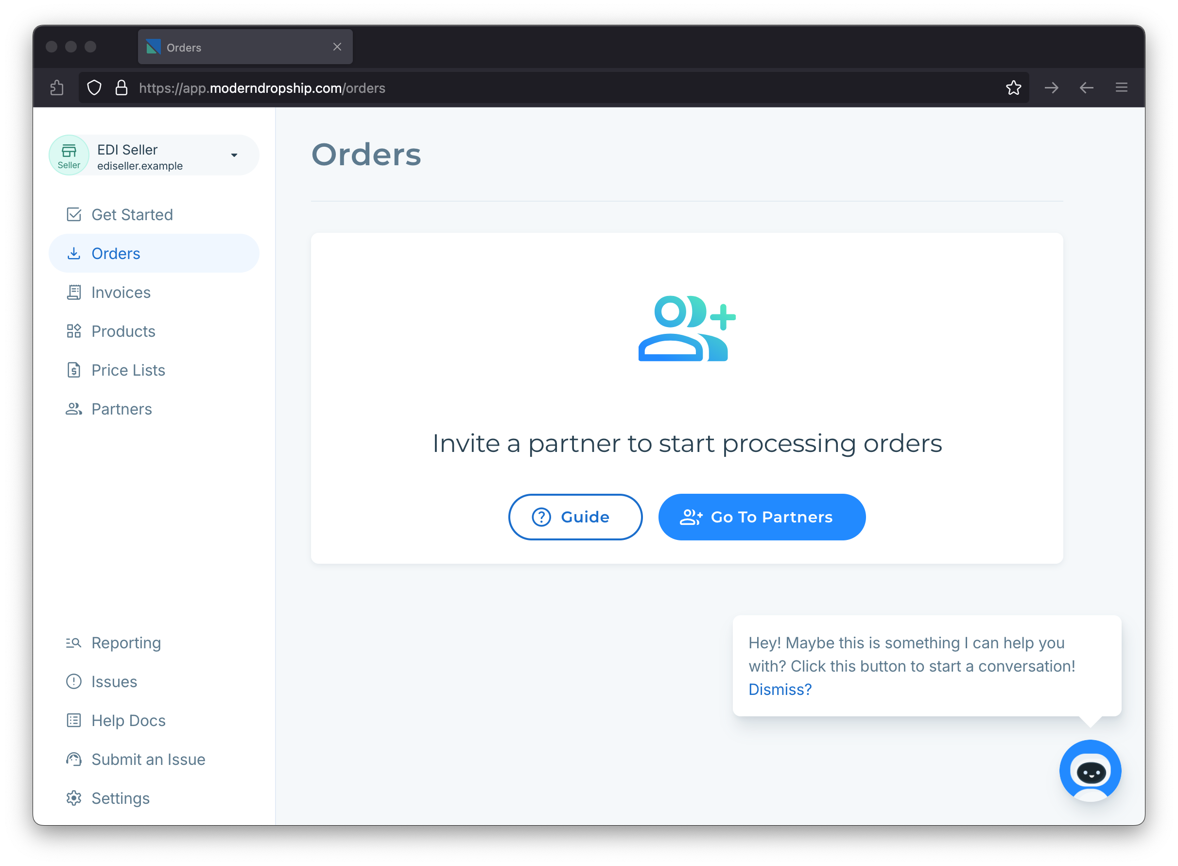 Orders page on Modern Dropship