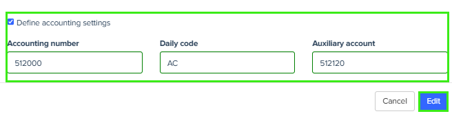 Edit accounting settings
