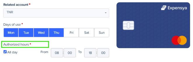 Edit the hours of use