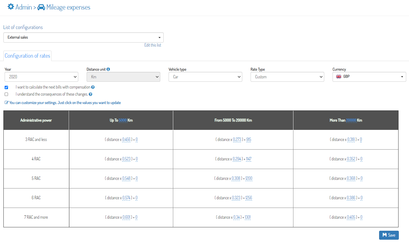 Customize mileage expenses rates Expensya Expense Reports Online Help