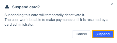 Confirm Expensya card suspension