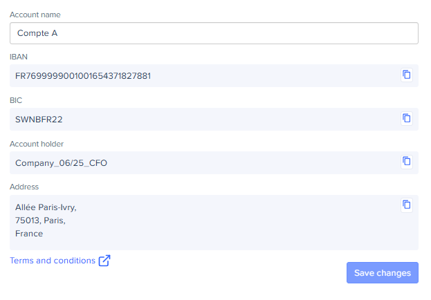 Swan account details