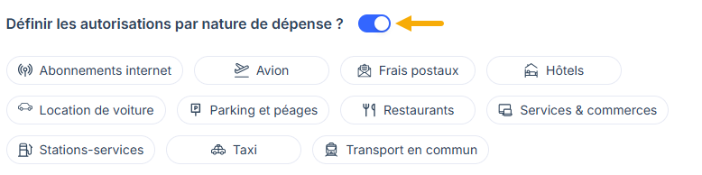 Authorized expense categories