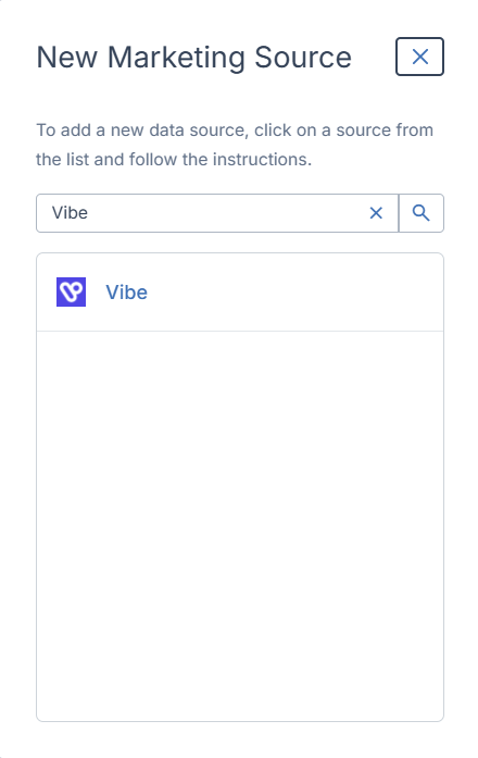 New Marketing Source panel