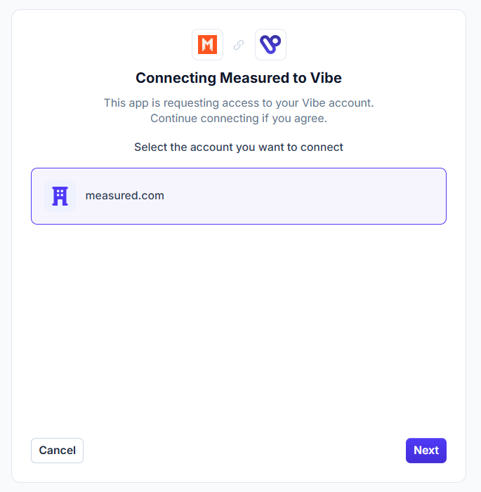 Vibe authorization screen