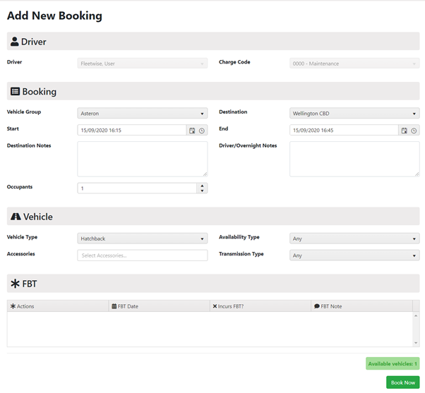 New Booking