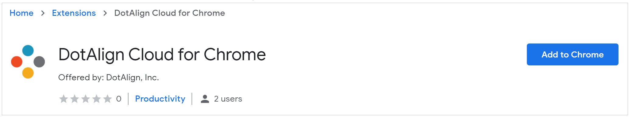 Chrome web store page for DotAlign Cloud