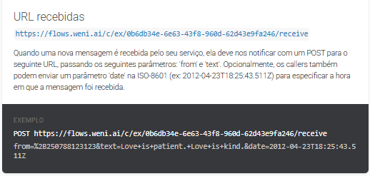 Seção URL recebidas