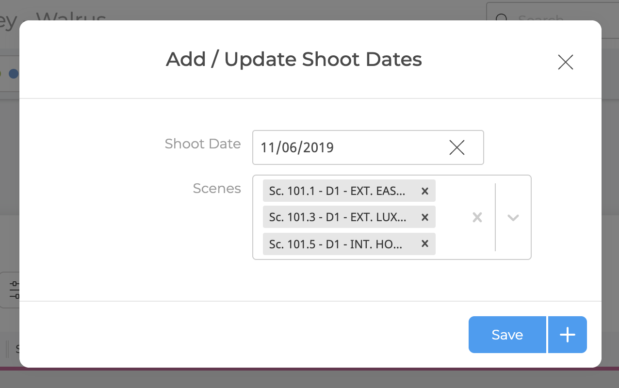 Add Update Shoot Dates Menu