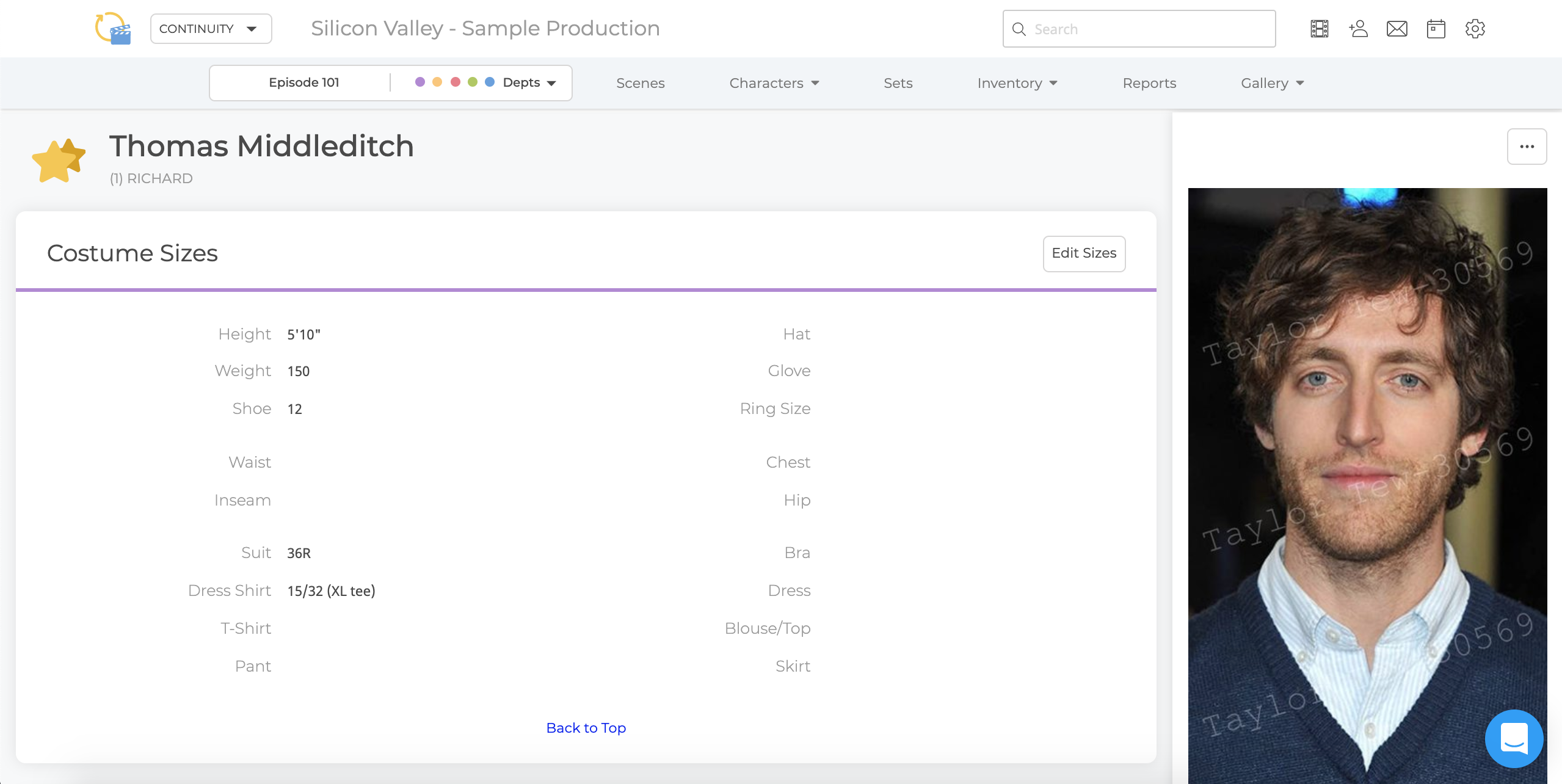 Actor View Overview - SyncOnSet Help Center
