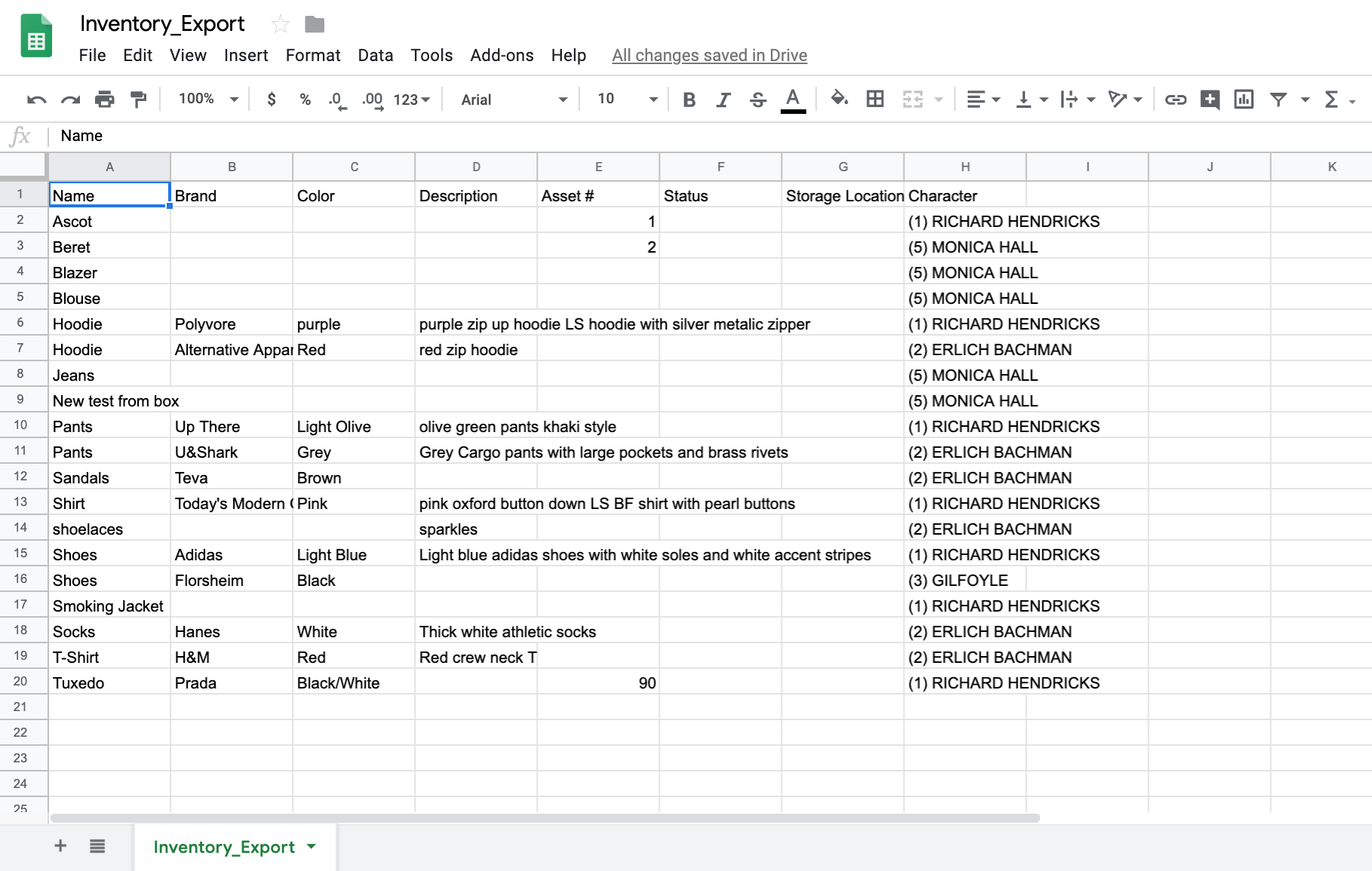 .CSV Inventory List