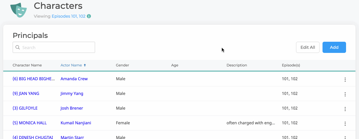 Edit Multiple Characters