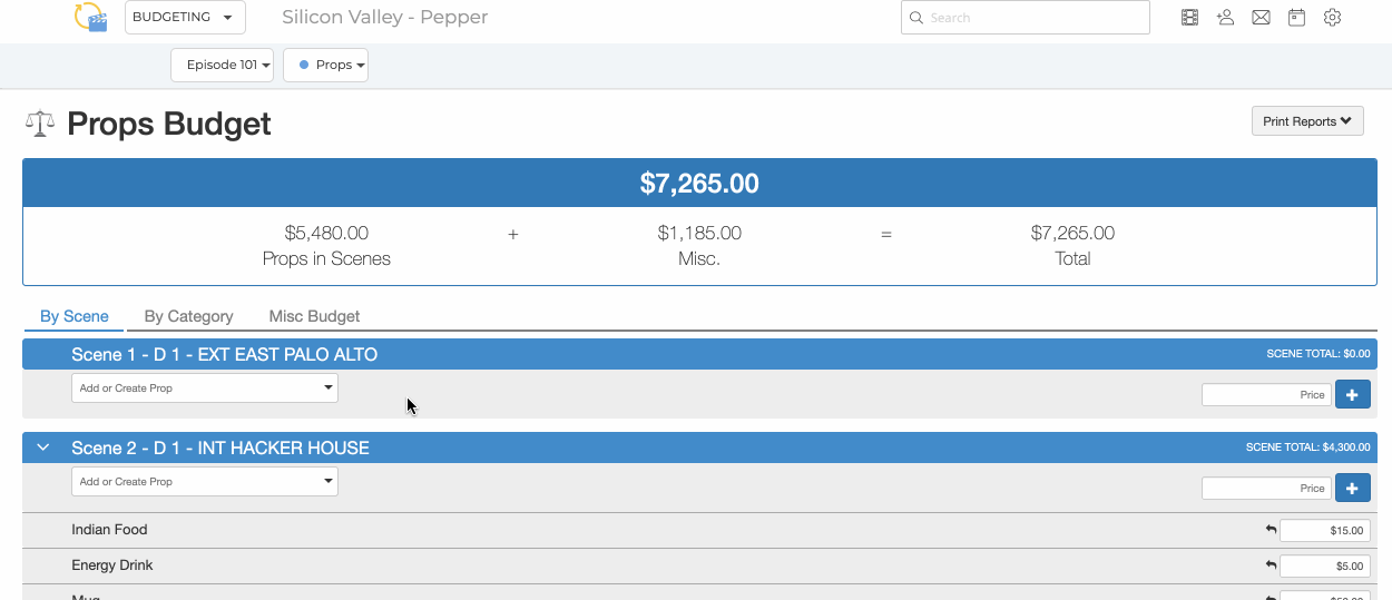 Add Prop from Budget