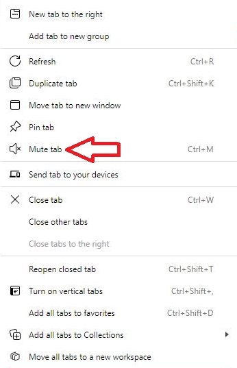 Microsoft Edge Tab on Mute