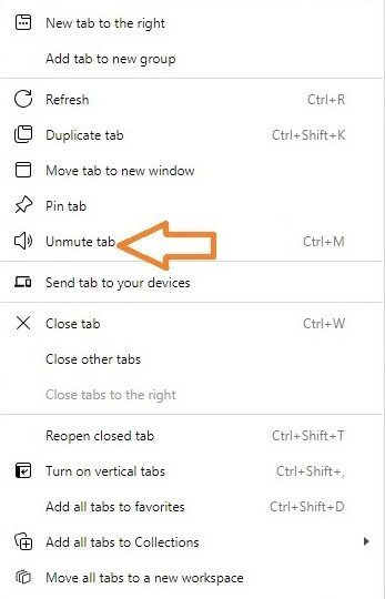 Microsoft Edge Tab Unmute