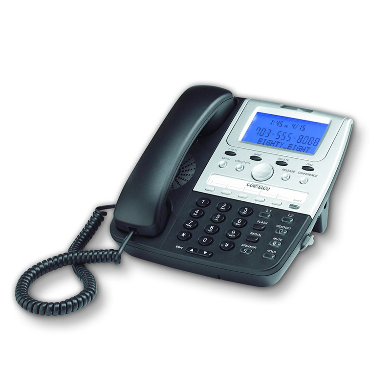 Cortelco wired landline phone with corded handset for headsets