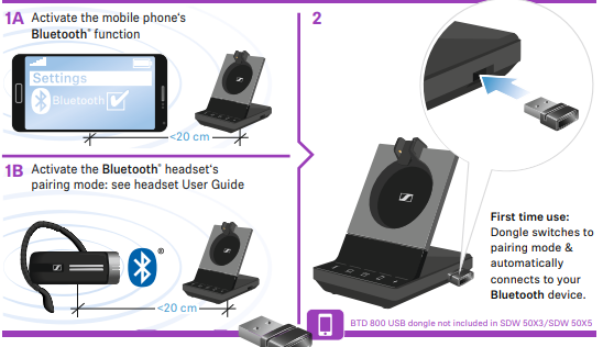 Sennheiser sdw 5016 bluetooth pairing instructions with dongle