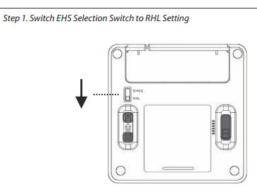 bottom of Leitner wireless headset base RHL switch