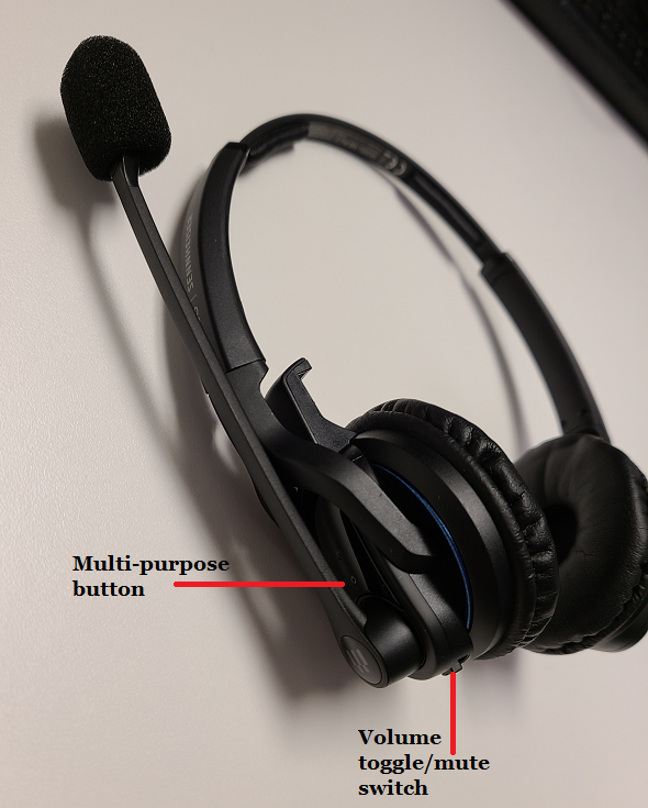 Where to find both buttons on an MB Pro2 headset