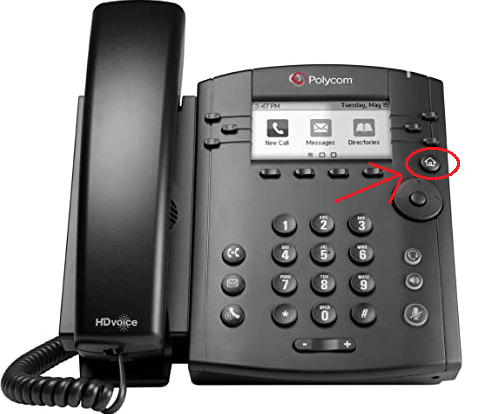 Polycom desk phone home button for rebooting phone