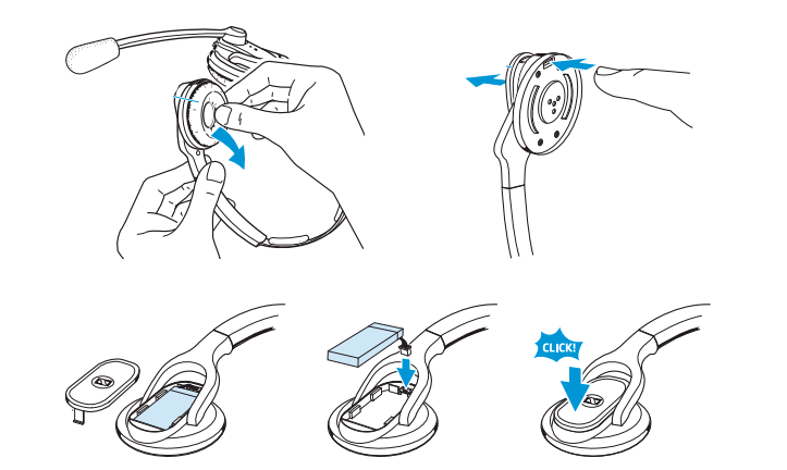 Sennheiser MB Pro2 battery removal instructions diagram