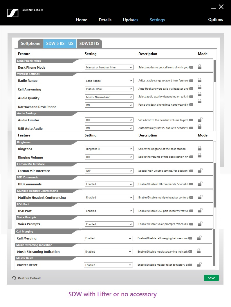 Sennheiser EPOS Connect Headset settings part 1