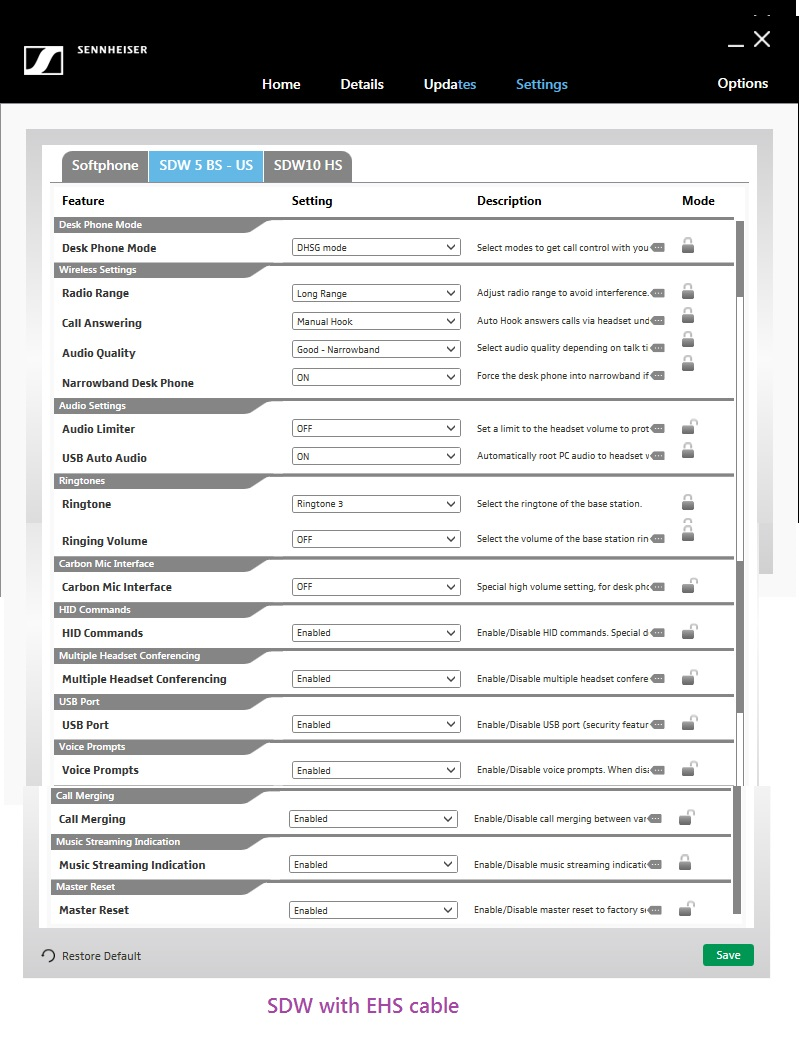 Sennheiser EPOS Connect Headset settings part 2