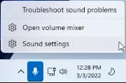 Windows 11 sound settings button