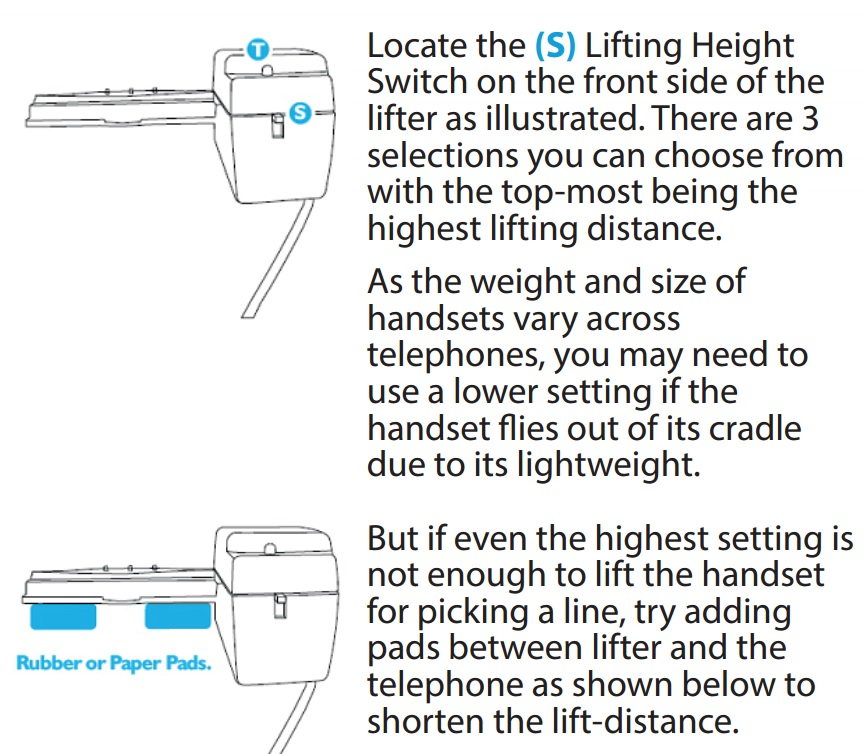 Leitner handset lifter features and switches
