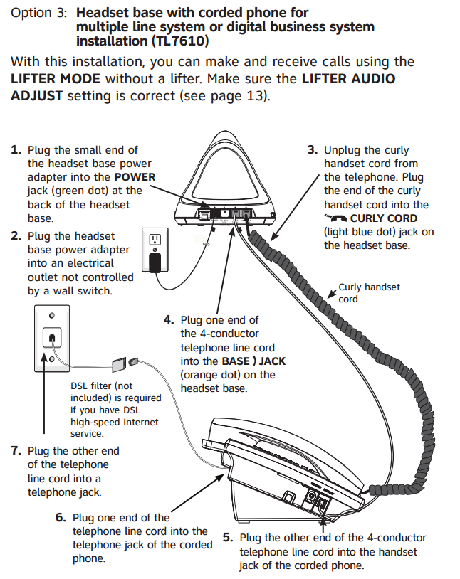 AT&T Marathon setup instructions for corded office phone