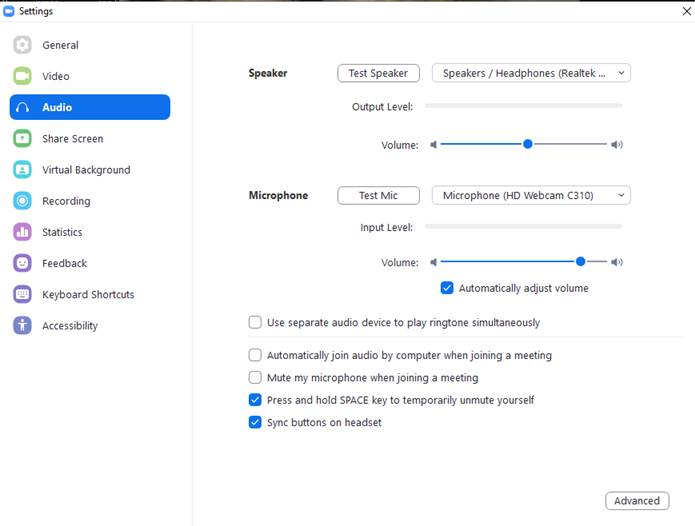 Microsoft Teams audio settings to stop mic fluctuations