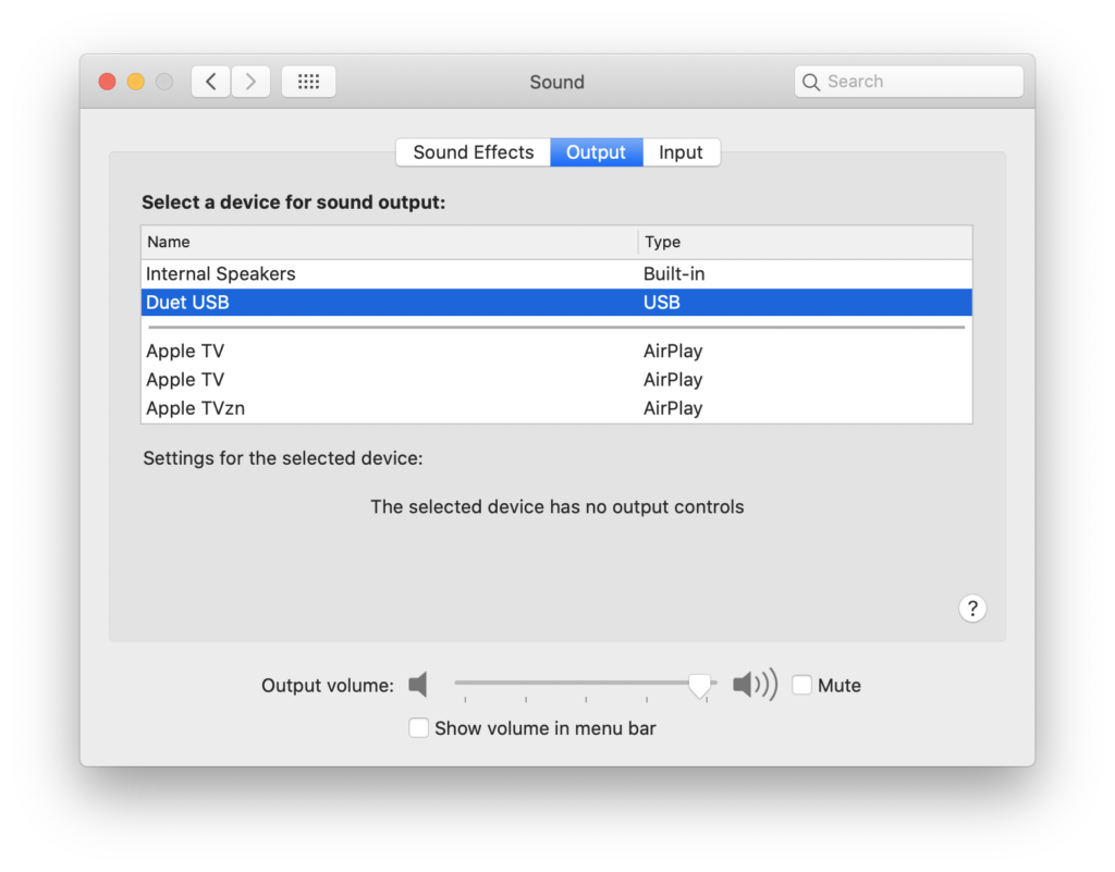 Mac computer sound output settings for USB headsets