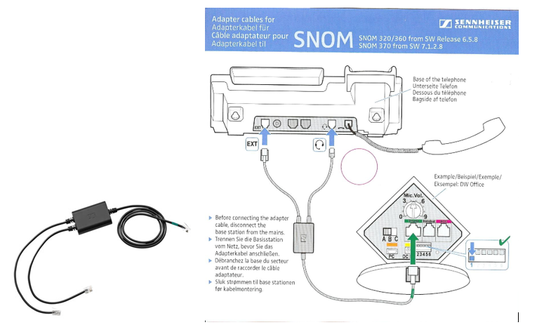 Sennheiser SNOM EHS cable and setup instructions