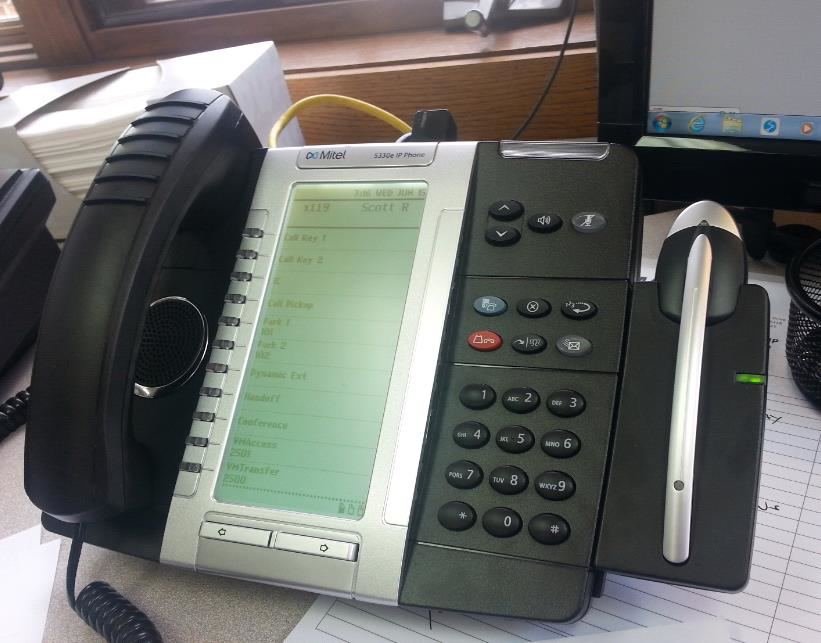 Mitel 5330 phone with integrated headset