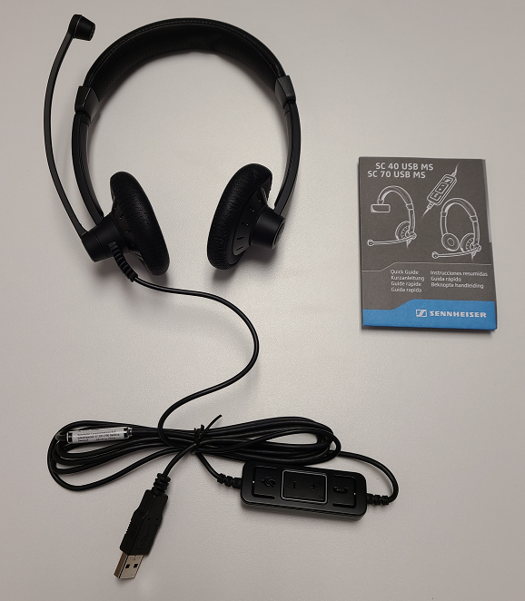 Sennheiser SC 70 corded headset and guide