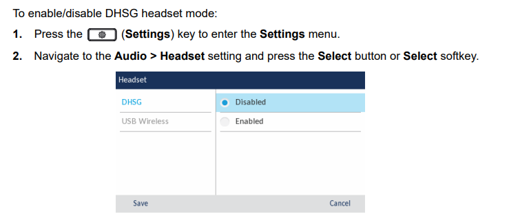 configuring DHSG setting in Mitel 6930 phone