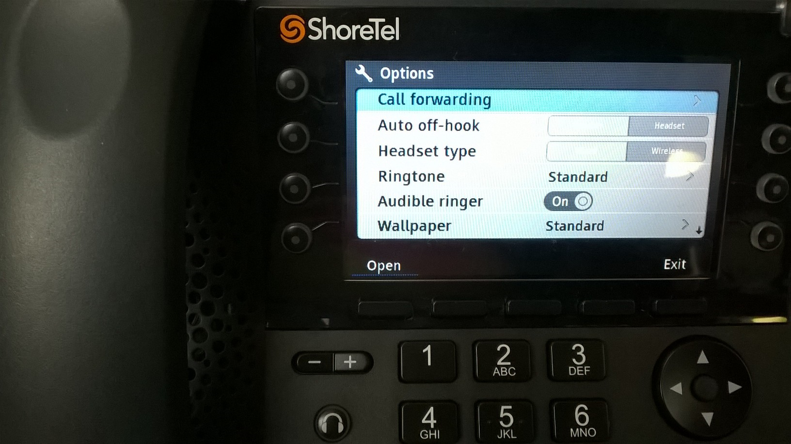 Shoretel phone auto off-hook headset setting